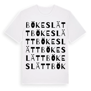 Bökeslätt ordlek t-shirt – ekologisk bomull t-shirt från Pinshirt