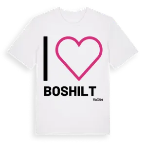 Jag älskar Boshilt t-shirt stort tryck – ekologisk bomull t-shirt från Pinshirt