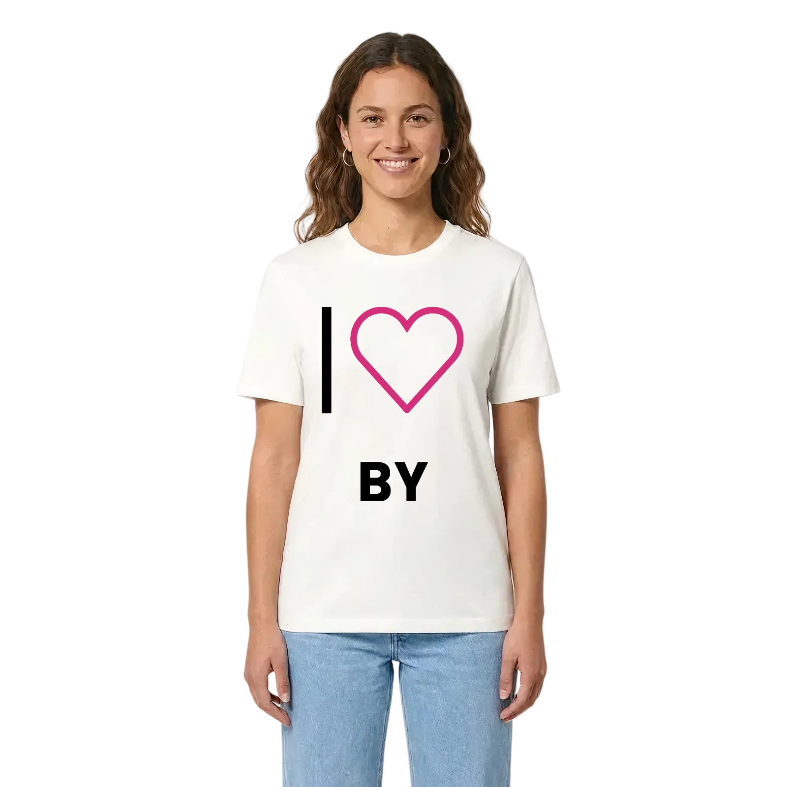 Jag älskar By t-shirt stort tryck – White, i miljö