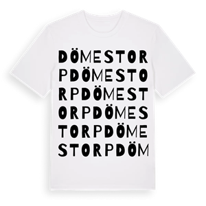 Dömestorp ordlek t-shirt – ekologisk bomull t-shirt från Pinshirt