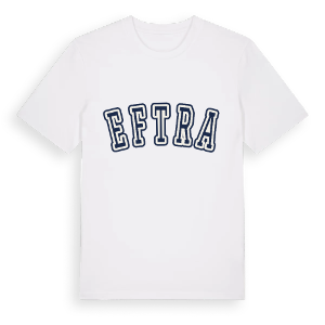 Eftra college t-shirt – ekologisk bomull t-shirt från Pinshirt