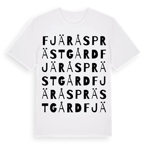 Fjärås prästgård ordlek t-shirt – ekologisk bomull t-shirt från Pinshirt
