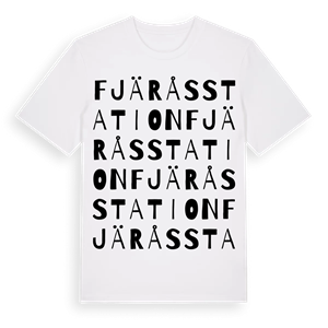 Fjärås station ordlek t-shirt – ekologisk bomull t-shirt från Pinshirt
