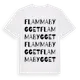 White t-shirt med Flammabygget ordlek t-shirt