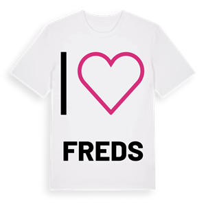 Jag älskar Freds t-shirt stort tryck – ekologisk bomull t-shirt från Pinshirt
