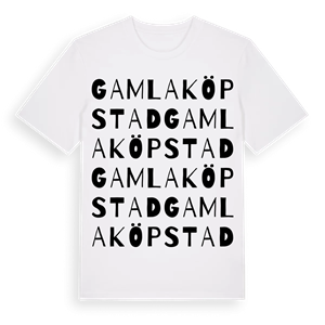 Gamla Köpstad ordlek t-shirt – ekologisk bomull t-shirt från Pinshirt
