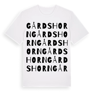 Gårdshorn ordlek t-shirt – ekologisk bomull t-shirt från Pinshirt