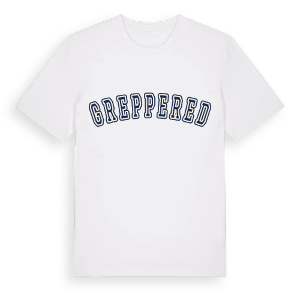 Greppered college t-shirt – ekologisk bomull t-shirt från Pinshirt
