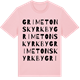 Pink Cotton t-shirt med Grimetons kyrkby ordlek t-shirt