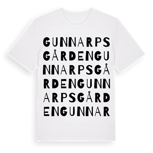 Gunnarpsgården ordlek t-shirt – ekologisk bomull t-shirt från Pinshirt
