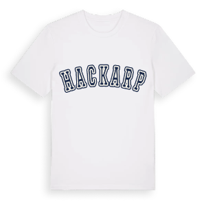 Hackarp college t-shirt – ekologisk bomull t-shirt från Pinshirt