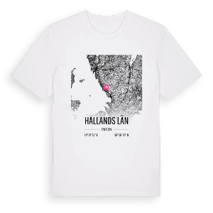 Hallands län karta t-shirt – ekologisk bomull t-shirt från Pinshirt