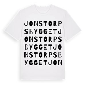 Jonstorpsbygget ordlek t-shirt – ekologisk bomull t-shirt från Pinshirt