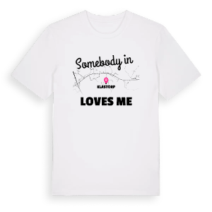 Någon i Klastorp älskar mig t-shirt – ekologisk bomull t-shirt från Pinshirt