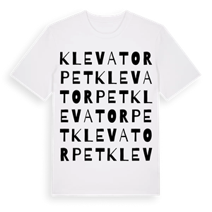Klevatorpet ordlek t-shirt – ekologisk bomull t-shirt från Pinshirt