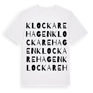 Klockarehagen ordlek t-shirt – ekologisk bomull t-shirt från Pinshirt