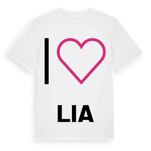 Jag älskar Lia t-shirt stort tryck – ekologisk bomull t-shirt från Pinshirt