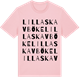 Pink Cotton t-shirt med Lilla Skavböke ordlek t-shirt
