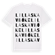 White t-shirt med Lilla Skavböke ordlek t-shirt