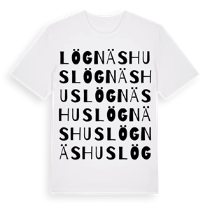Lögnäshus ordlek t-shirt – ekologisk bomull t-shirt från Pinshirt
