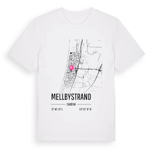 Mellbystrand karta t-shirt – ekologisk bomull t-shirt från Pinshirt