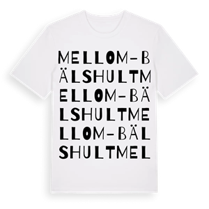 Mellom-Bälshult ordlek t-shirt – ekologisk bomull t-shirt från Pinshirt