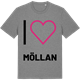 Mid Heather Gray t-shirt med Jag älskar Möllan t-shirt stort tryck