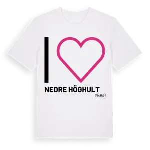 Jag älskar Nedre Höghult t-shirt stort tryck – ekologisk bomull t-shirt från Pinshirt