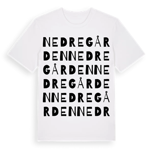 Nedregården ordlek t-shirt – ekologisk bomull t-shirt från Pinshirt