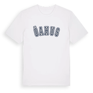 Öahus college t-shirt – ekologisk bomull t-shirt från Pinshirt