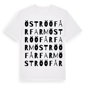 Öströö fårfarm ordlek t-shirt – ekologisk bomull t-shirt från Pinshirt