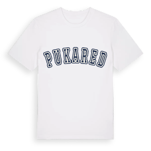 Pukared college t-shirt – ekologisk bomull t-shirt från Pinshirt