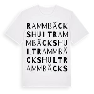Rammbäckshult ordlek t-shirt – ekologisk bomull t-shirt från Pinshirt