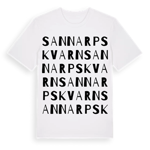 Sannarps kvarn ordlek t-shirt – ekologisk bomull t-shirt från Pinshirt