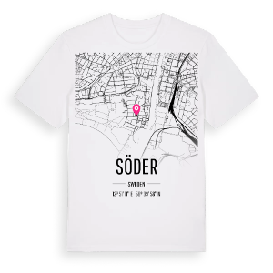 Söder karta t-shirt – ekologisk bomull t-shirt från Pinshirt