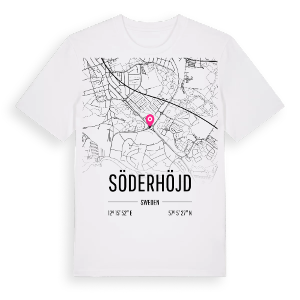 Söderhöjd karta t-shirt – ekologisk bomull t-shirt från Pinshirt