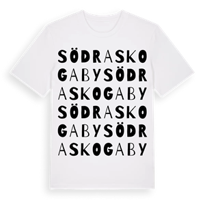 Södra Skogaby ordlek t-shirt – ekologisk bomull t-shirt från Pinshirt