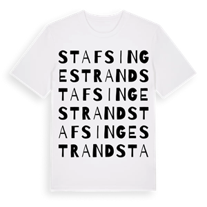 Stafsingestrand ordlek t-shirt – ekologisk bomull t-shirt från Pinshirt
