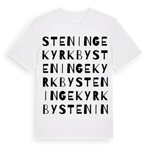 Steninge kyrkby ordlek t-shirt – ekologisk bomull t-shirt från Pinshirt