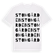 White t-shirt med Stomgården ordlek t-shirt