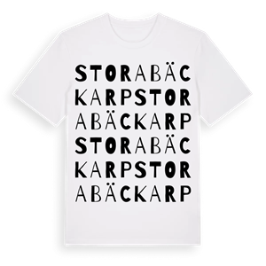 Stora Bäckarp ordlek t-shirt – ekologisk bomull t-shirt från Pinshirt