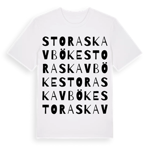 Stora Skavböke ordlek t-shirt – ekologisk bomull t-shirt från Pinshirt