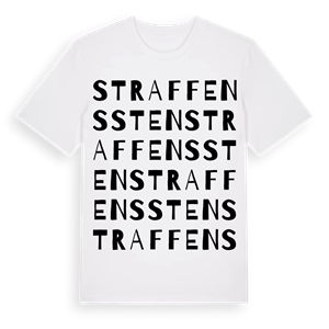 Straffens sten ordlek t-shirt – ekologisk bomull t-shirt från Pinshirt