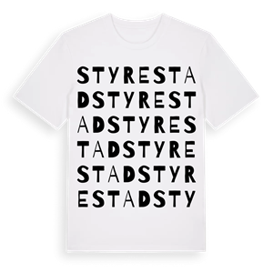 Styrestad ordlek t-shirt – ekologisk bomull t-shirt från Pinshirt
