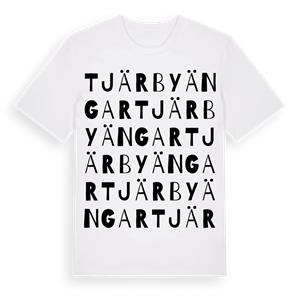 Tjärby ängar ordlek t-shirt – ekologisk bomull t-shirt från Pinshirt