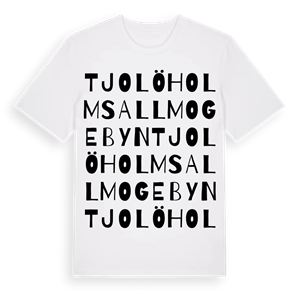 Tjolöholms Allmogebyn ordlek t-shirt – ekologisk bomull t-shirt från Pinshirt