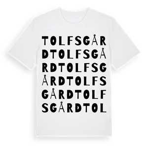 Tolfsgård ordlek t-shirt – ekologisk bomull t-shirt från Pinshirt