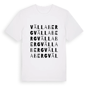 Vällaberg ordlek t-shirt – ekologisk bomull t-shirt från Pinshirt