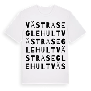 Västra Seglehult ordlek t-shirt – ekologisk bomull t-shirt från Pinshirt