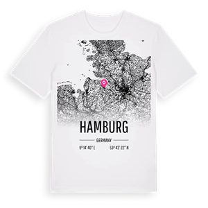 Hamburg karta t-shirt – ekologisk bomull t-shirt från Pinshirt